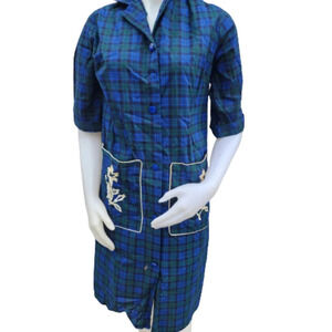 Allendale Tartan Plaid vintage dress/‎ smock 10